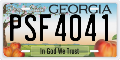 GA license plate PSF4041