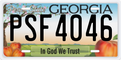 GA license plate PSF4046