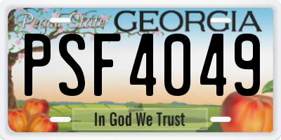 GA license plate PSF4049