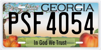 GA license plate PSF4054
