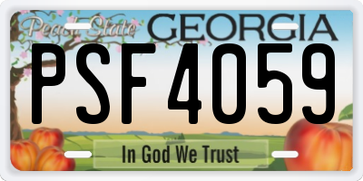 GA license plate PSF4059