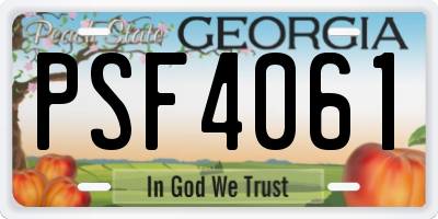 GA license plate PSF4061