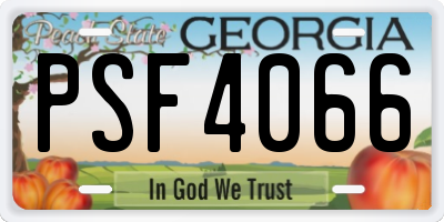 GA license plate PSF4066