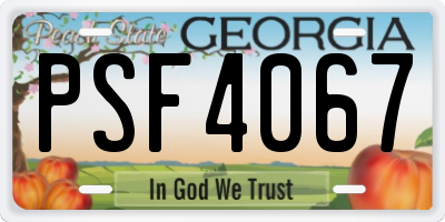 GA license plate PSF4067