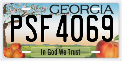 GA license plate PSF4069