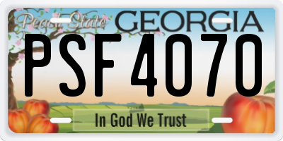 GA license plate PSF4070