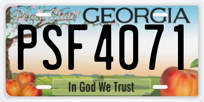 GA license plate PSF4071