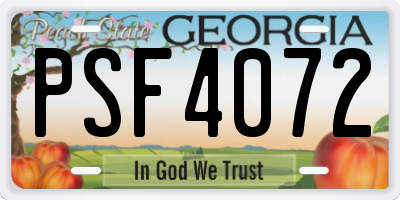 GA license plate PSF4072