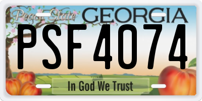 GA license plate PSF4074