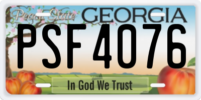 GA license plate PSF4076