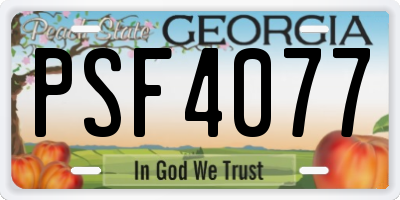 GA license plate PSF4077