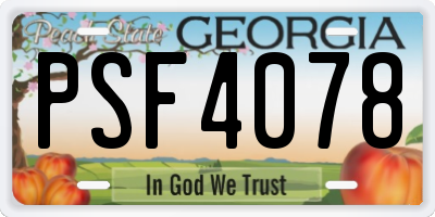 GA license plate PSF4078