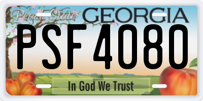 GA license plate PSF4080