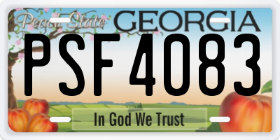 GA license plate PSF4083