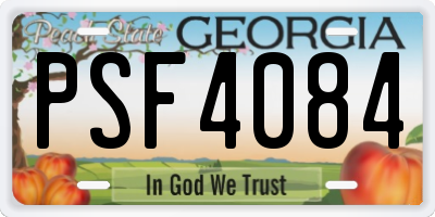 GA license plate PSF4084