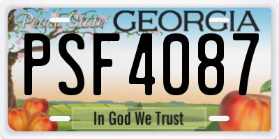 GA license plate PSF4087