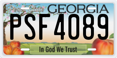 GA license plate PSF4089