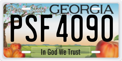GA license plate PSF4090