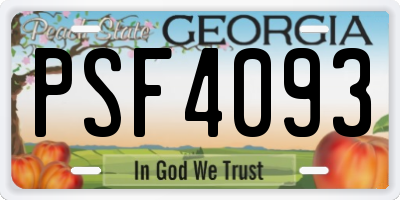 GA license plate PSF4093