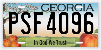 GA license plate PSF4096
