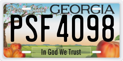 GA license plate PSF4098