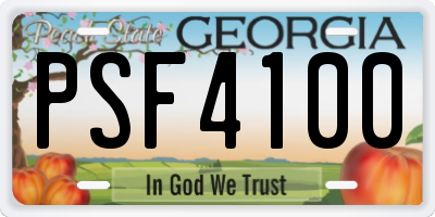 GA license plate PSF4100