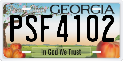 GA license plate PSF4102