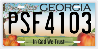 GA license plate PSF4103