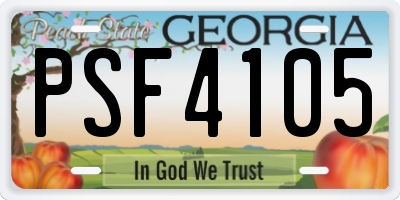 GA license plate PSF4105
