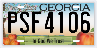 GA license plate PSF4106
