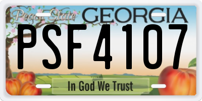 GA license plate PSF4107