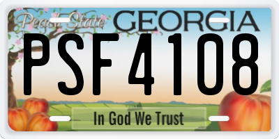 GA license plate PSF4108