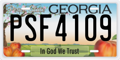 GA license plate PSF4109