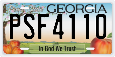 GA license plate PSF4110