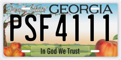 GA license plate PSF4111
