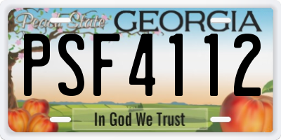 GA license plate PSF4112