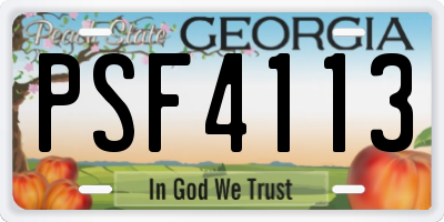 GA license plate PSF4113