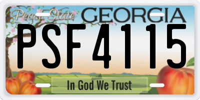 GA license plate PSF4115