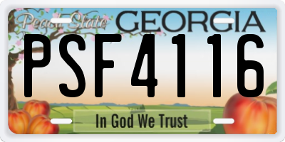 GA license plate PSF4116