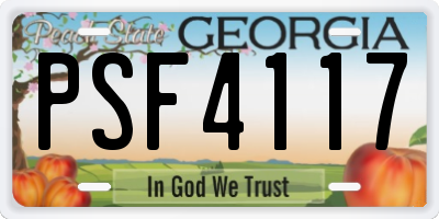 GA license plate PSF4117