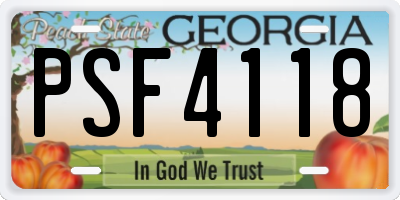 GA license plate PSF4118