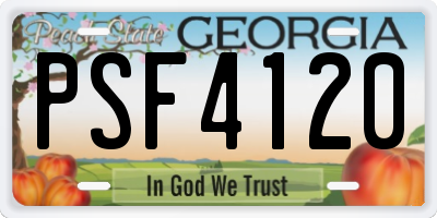 GA license plate PSF4120