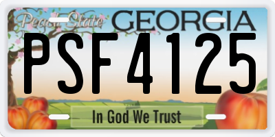 GA license plate PSF4125