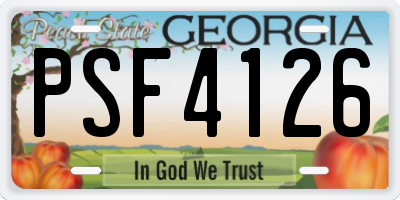 GA license plate PSF4126