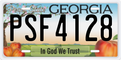 GA license plate PSF4128