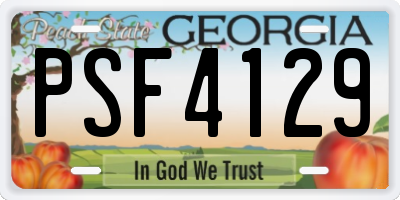 GA license plate PSF4129