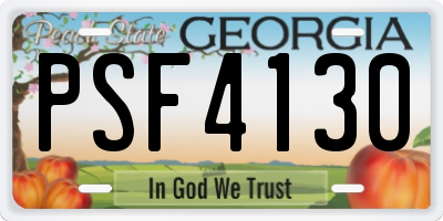 GA license plate PSF4130