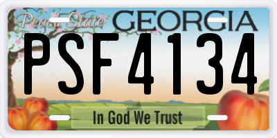 GA license plate PSF4134