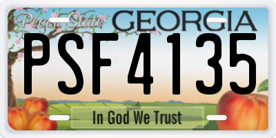 GA license plate PSF4135