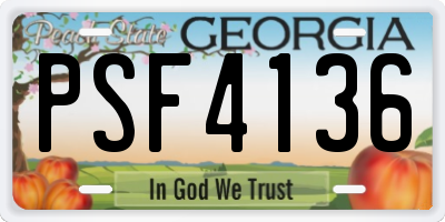 GA license plate PSF4136